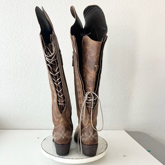 Lane LEXINGTON Over the Knee Womens Cowboy Boots 9 Brown Western Cowgirl Tall - Picture 3 of 12